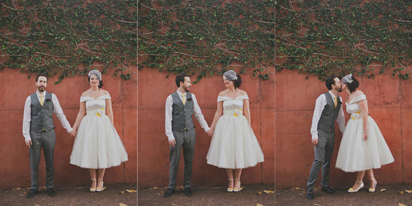 Quirky bride and groom