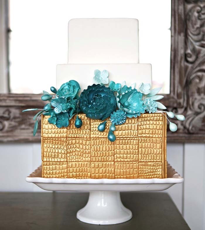 Glistening Golden Wedding Cakes - Modern Wedding