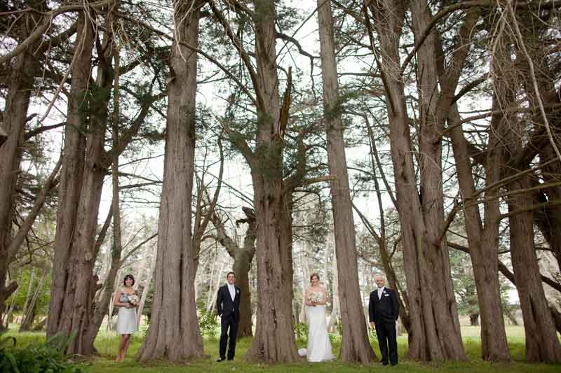 Bridal party in forest