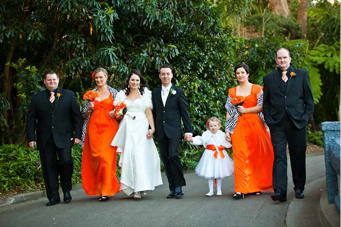 Bridal party-orange and black theme