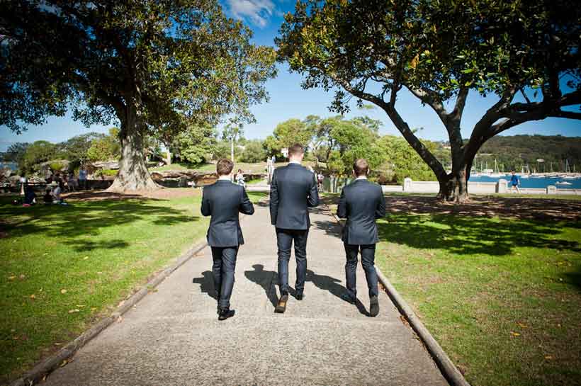 Groomsmen arriving at the Sydney ceremony
