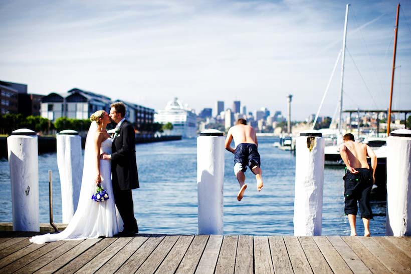 Bridal couple on Sydney dock