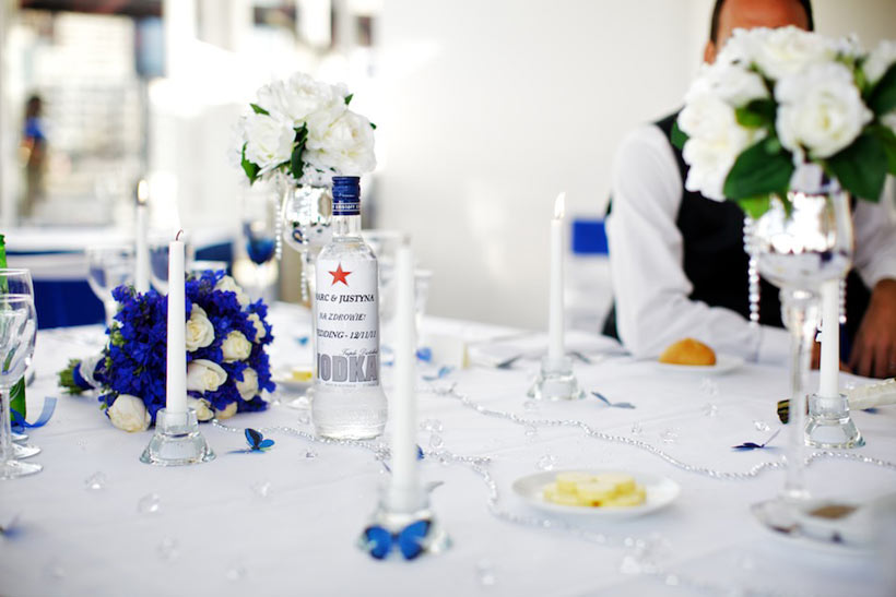 Blue and vodka themed wedding