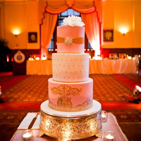 Royal-Automobile-Club-of-Australia- wedding cake pink and gold