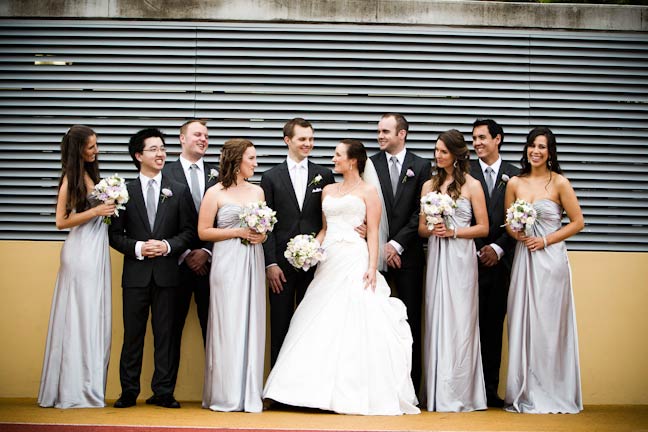 Bridal party with silver