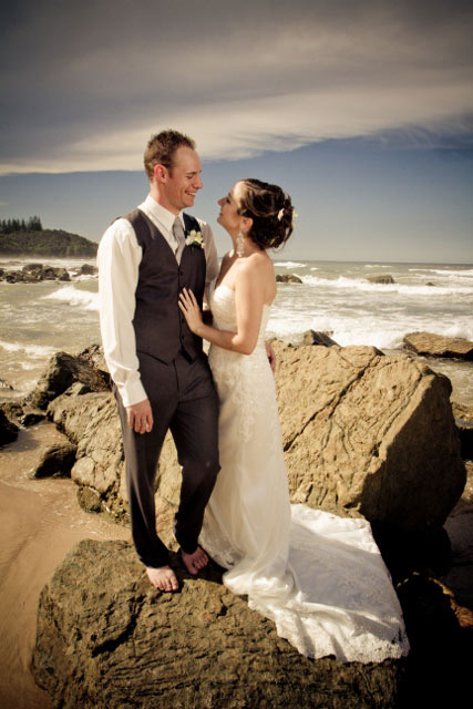 Bride and groom-beach wedding