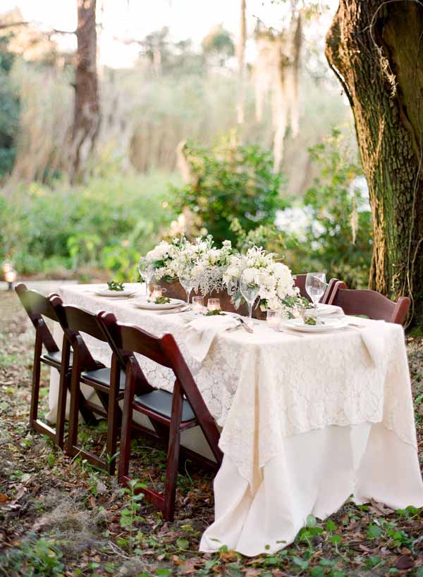 Bridal table at garden wedding
