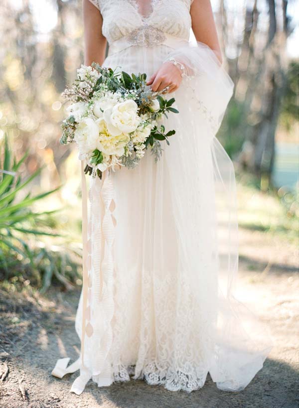 White lace bridal gown