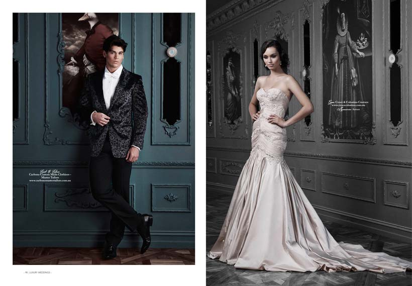 Royalty, Riches and Romance fashion shoot featuring couture gowns and bespoke suits