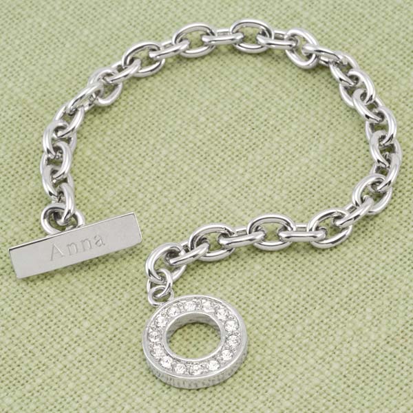 Engraved Rhinestone Toggle Bracelet from Modern Wedding Shop