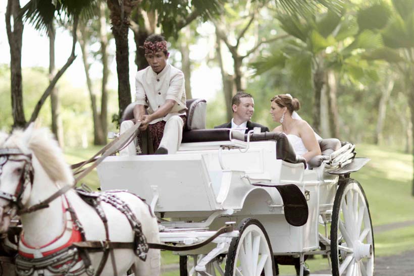 Bali-Wedding- horse and cart