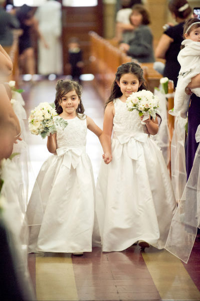 Flower girls at wedding ceremony