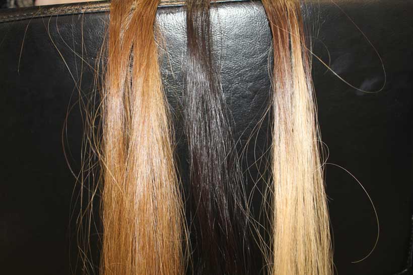 The three different colours of my extensions