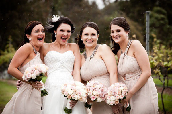 Bride and bridesmaids - soft pink