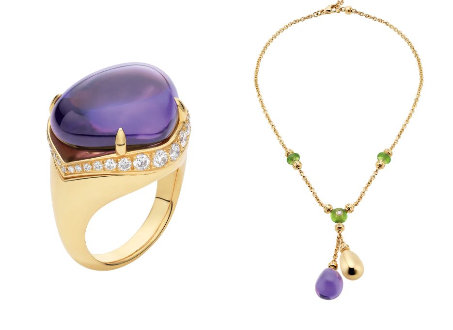 BVGARI ring and necklace purple