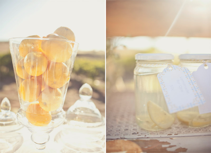 Lemonade stand in engagement photoshoot