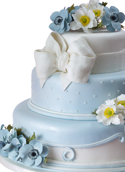 Blue and Yellow wedding cake