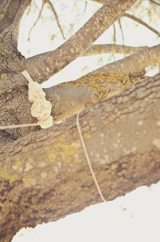 Vintage tree decorations for engagement shoot