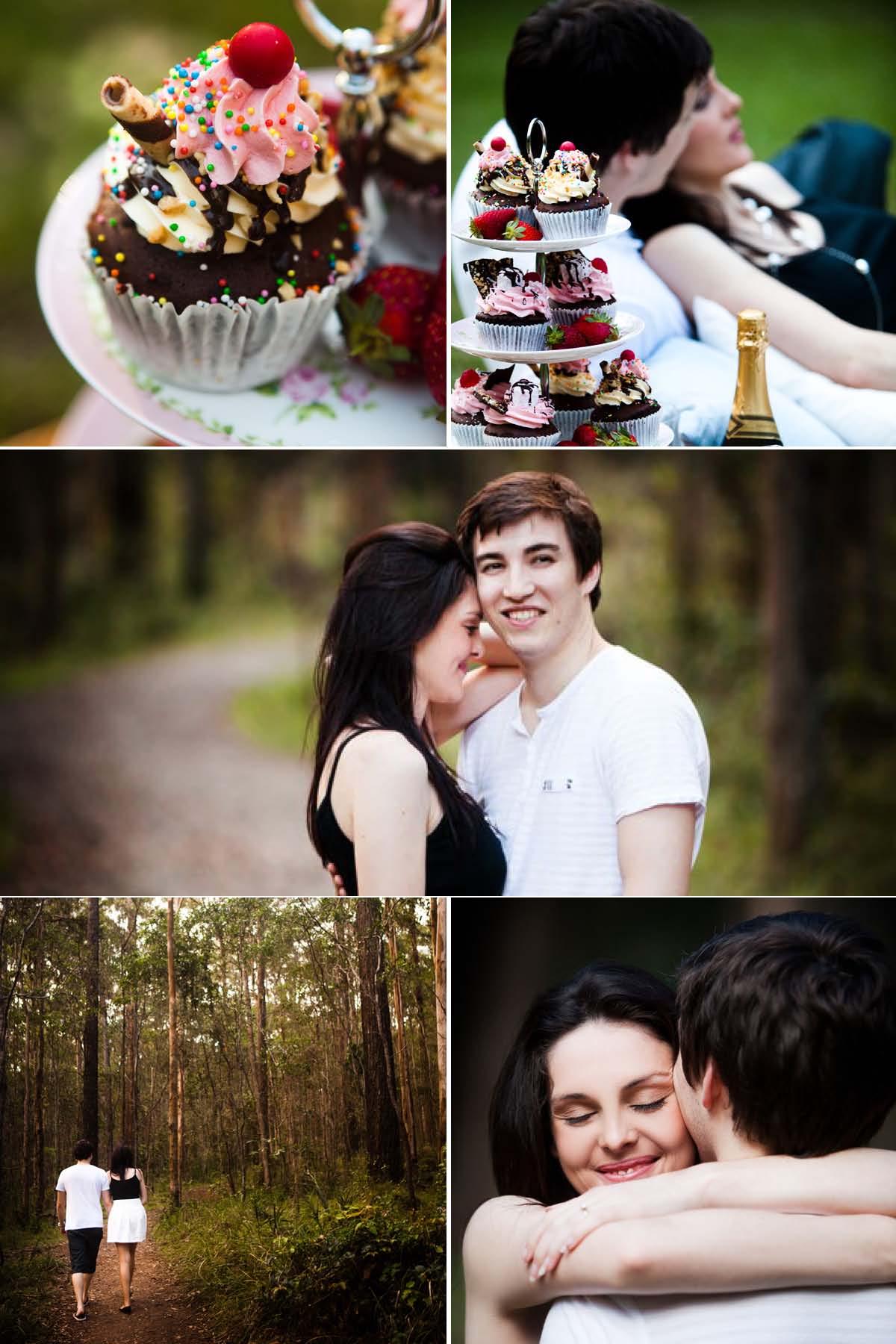 Engagement shoot with cupcakes
