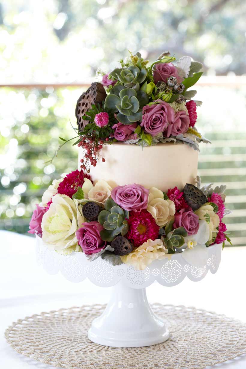 Chanele Rose Flowers - Floral Wedding Cake