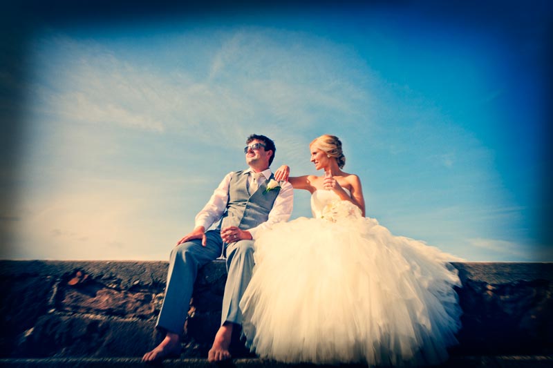 Bride and Groom in the sun