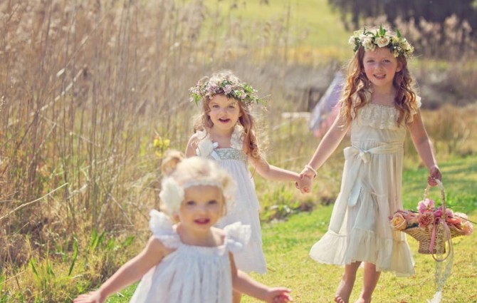 Flower girls for a garden wedding