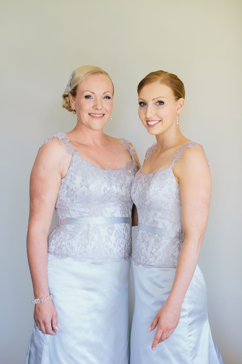 Michelle and Sarah in their bridesmaid dresses by Diane Lewis
