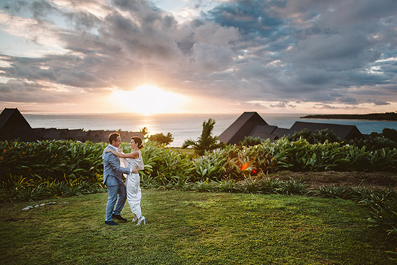 Bride and Groom at the Intercontinental Fiji Golf Resort and Spa. Image by Hilary Cam