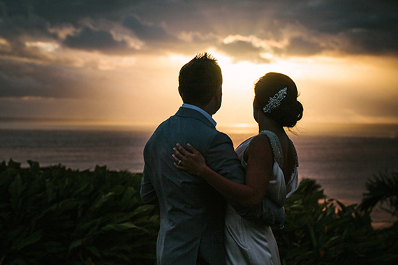 Bride and Groom at Sunset - Intercontinental Fiji Golf Resort and Spa. Image by Hilary Cam