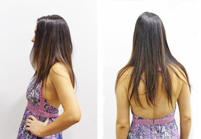 Great-Lengths-Hair-Extensions-for-brides-wedding-brunette-ombre-before-back-and-side