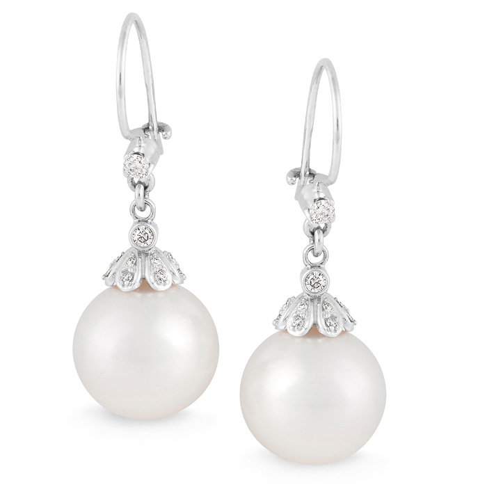 Antique-style-Diamond-and-South-Sea-Pearl-drop-earrings
