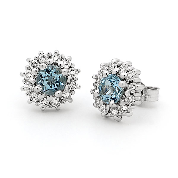 Aquamarine-and-Diamond-Cluster-Earrings
