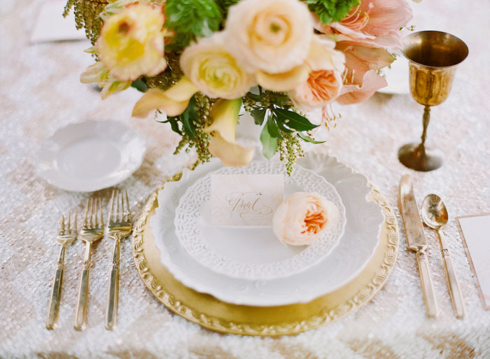 Peaches and Gold Wedding Theme