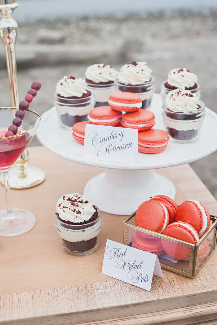 Wedding Macarons and red velvet cakes