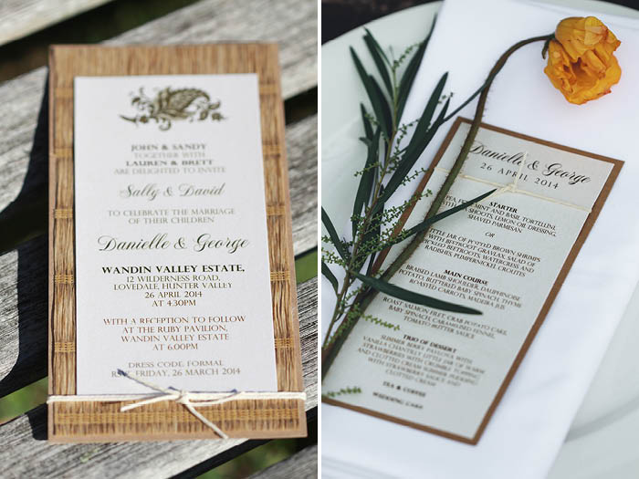 Wedding invitation and menu