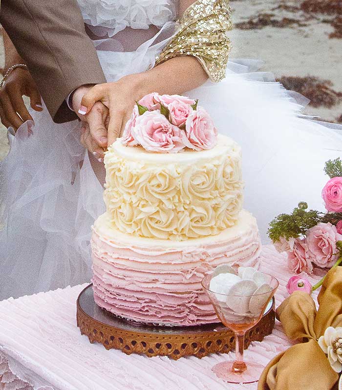 Sugar muse bakery - C baron photography - 20 Pretty Floral Wedding Cakes - Pink Ombre Cake