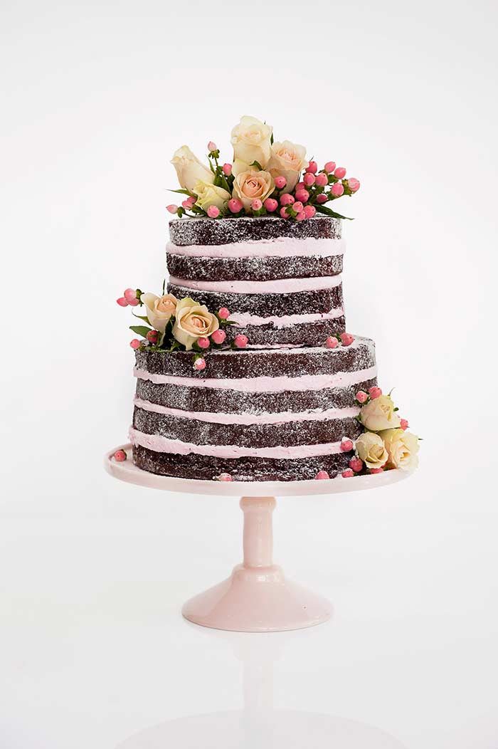 Suzie Q Cake - Lee Bird Photography - 20 Pretty Floral Wedding Cakes- Pink Naked Wedding Cake