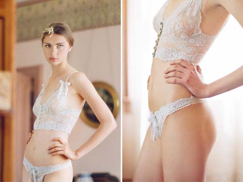 Blue White Ruffled Lace Panties by Ollegoria Bridal Knickers