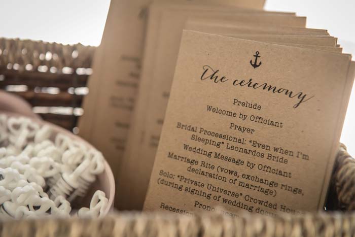 Nautical Wedding order of Service