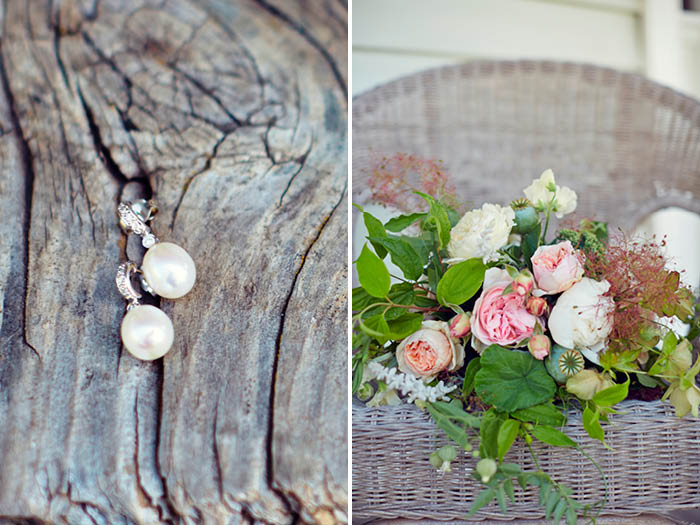 Bridal Earrings and Bouquet