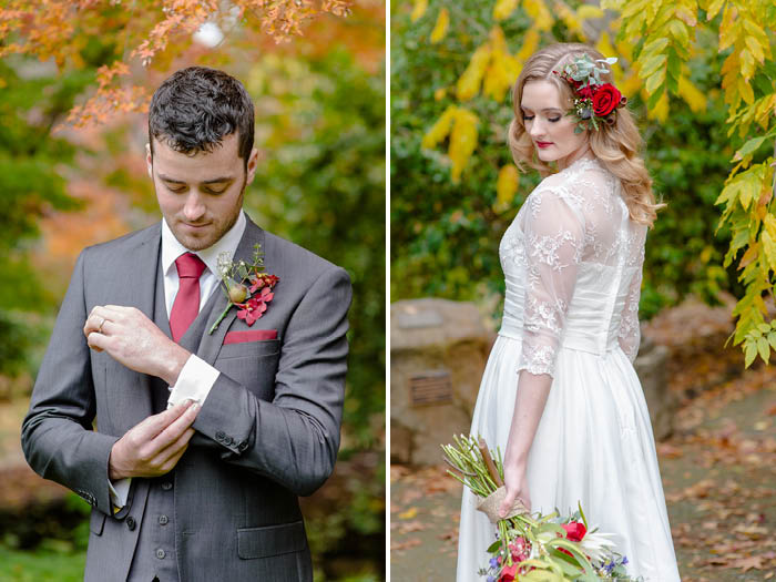 Bride and Groom Winter Wedding Styling