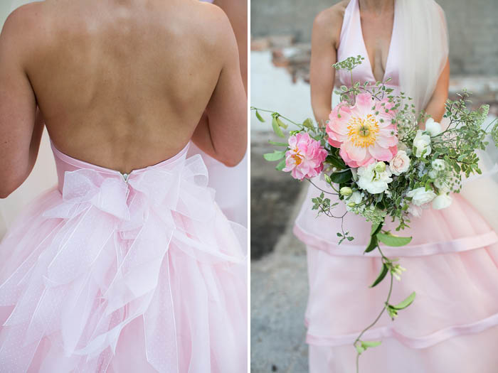 Brides's Dress and Bouquet