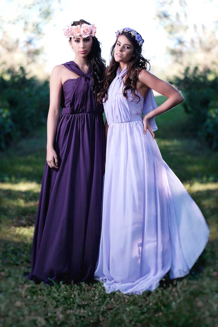 Goddess by Nature Purple Bridesmaids Gowns
