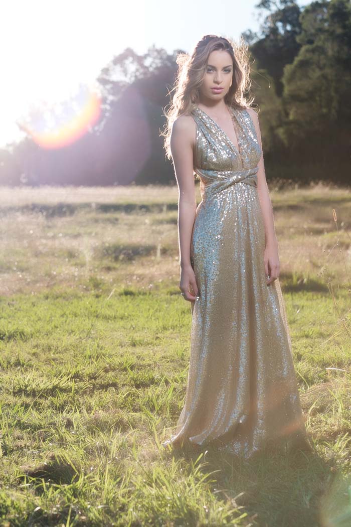 Goddess by Nature Gold Sequin Bridesmaids Gowns