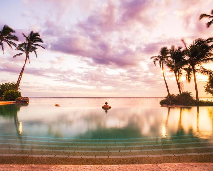 Shangrila Fiji Infity Pool sunset by Michael Matti