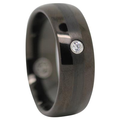 BLACK-Black Tungsten Ring With Single Stone