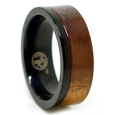 KOA-Black Titanium And Koa Wood Ring