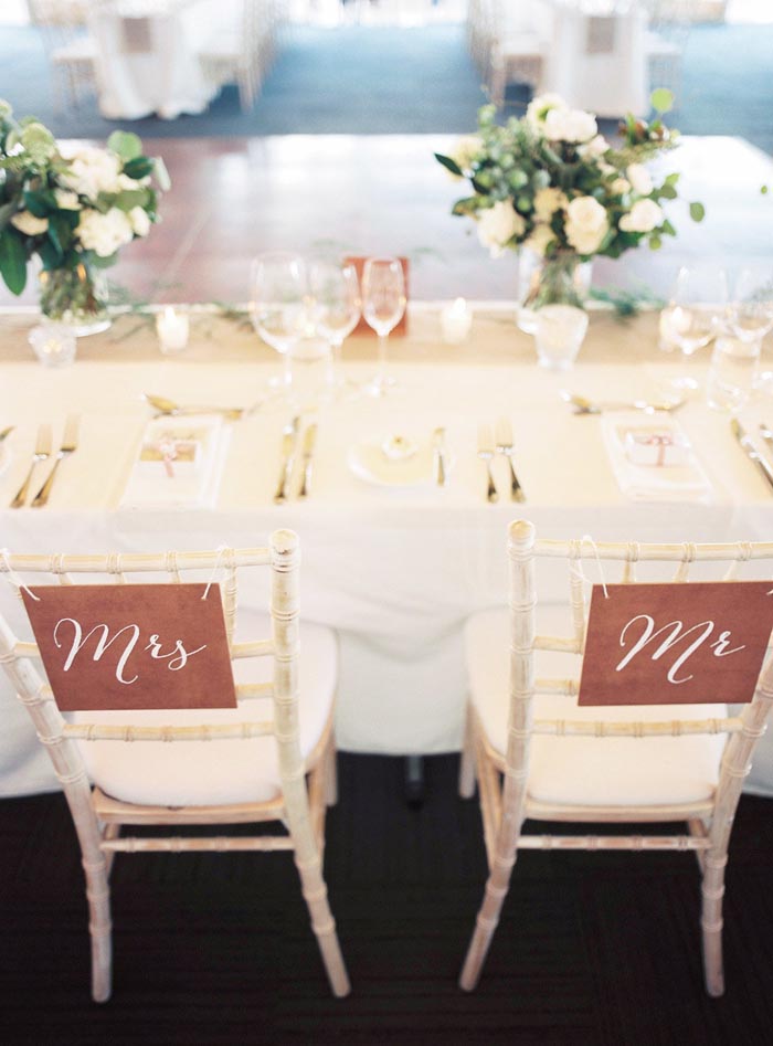 mr and mrs chairs at reception