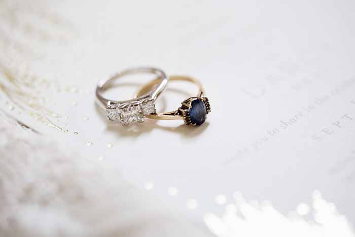 engagement ring and vintage ring