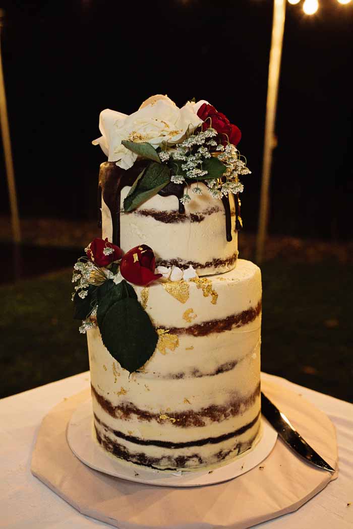 semi naked rustic wedding cake